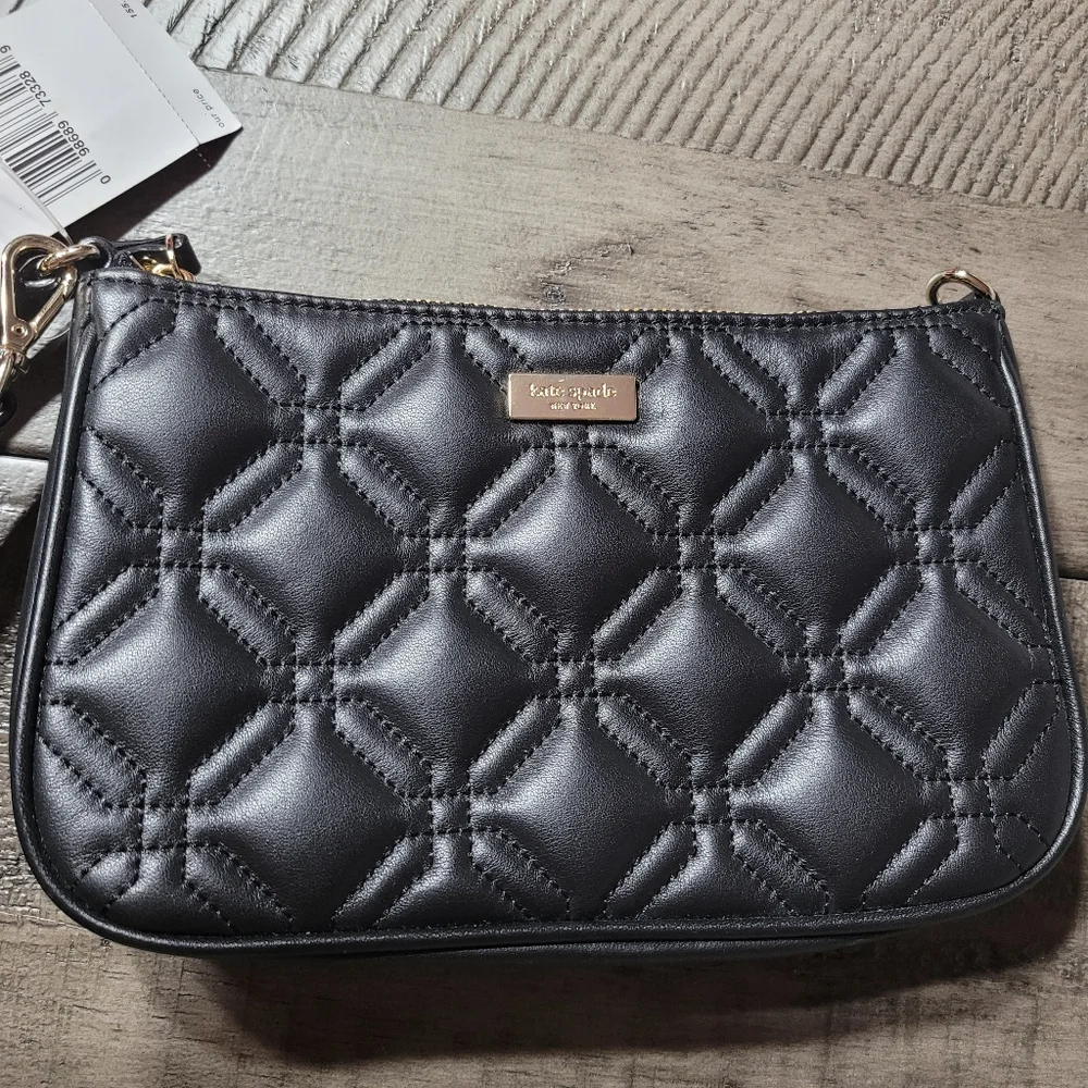 Kate Spade Astor Court Linet New York Black Quilted Quilted Leather NEW